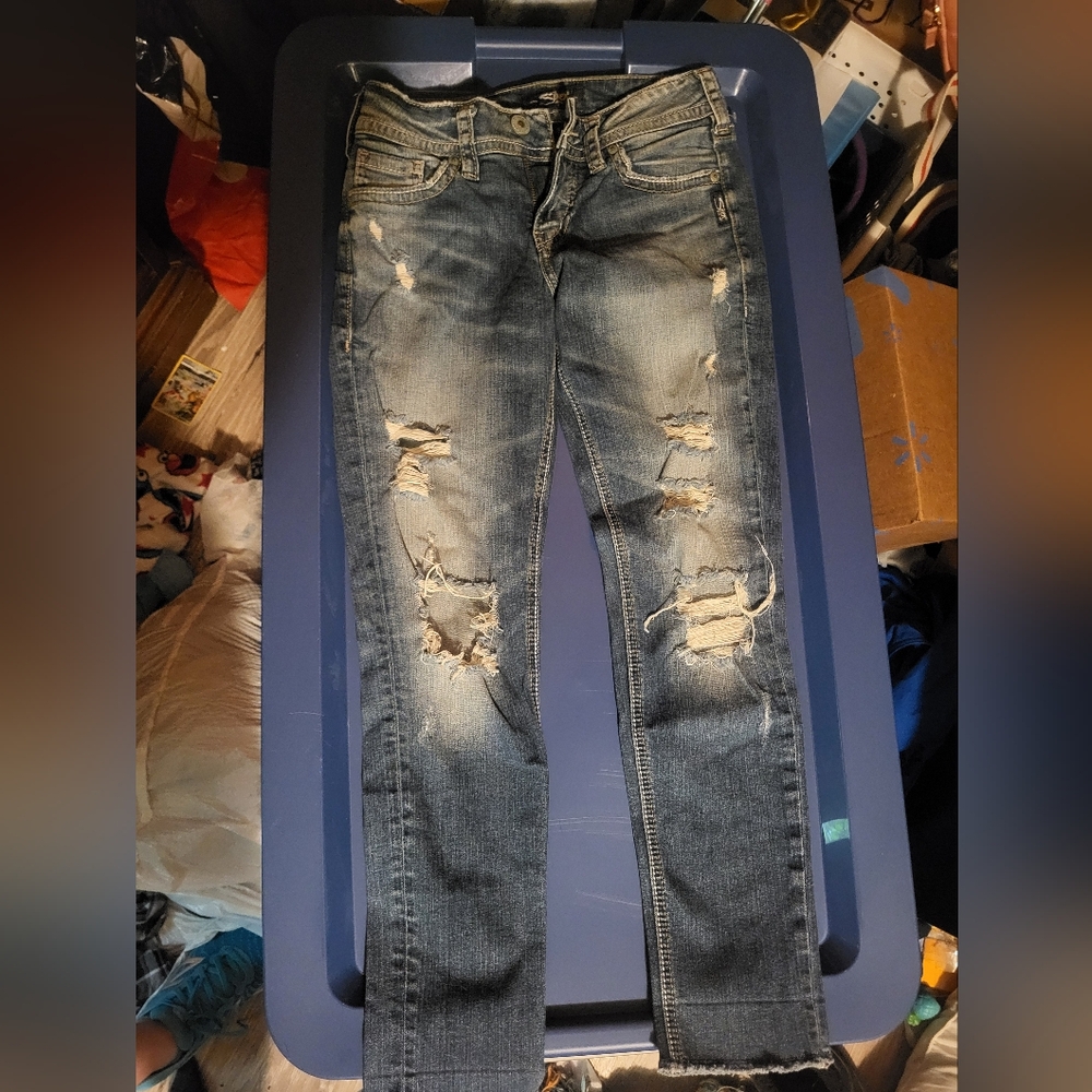 Silver Cropped Jeans